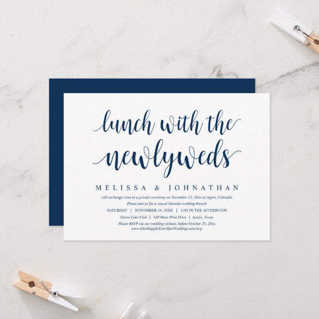 Convites Casamento Fuga, Almoço Com os Recém-Casados Invita (Frente/Verso In Situ)