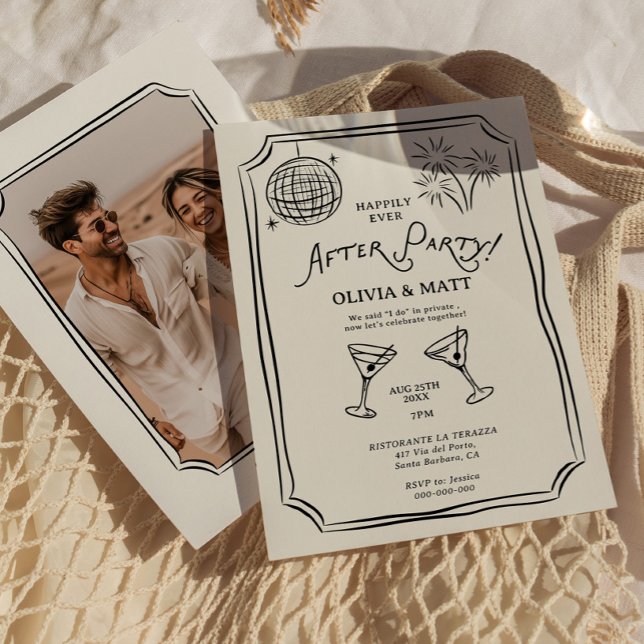Convites Casamento Fuga com Festa Feliz para Sempre (Happily Ever After Party Elopement Wedding Invitation)