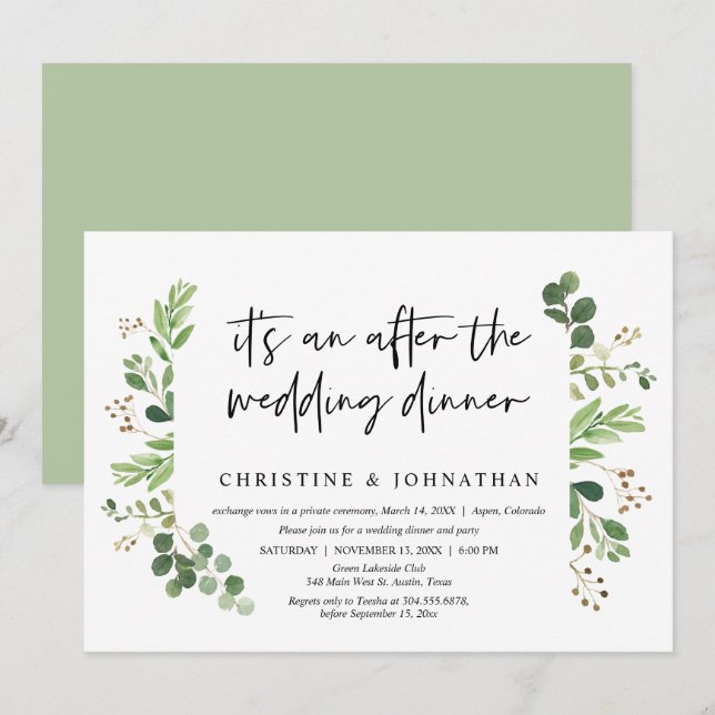 Convites Casamento Fuga, Depois do jantar de casamento (Frente/Verso)