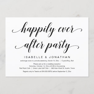 Convites Casamento Fuga, Elegante Classe Script Preto