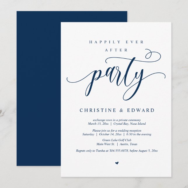 Convites Casamento Fuga, Festa Felizes para Sempre (Frente/Verso)