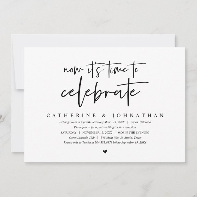 Convites Casamento Fuga, Minimalista Moderno, Celebrar (Frente)