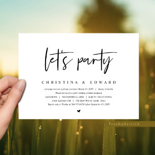 Convites Casamento Fuga, Minimalista Moderno, vamos festeja