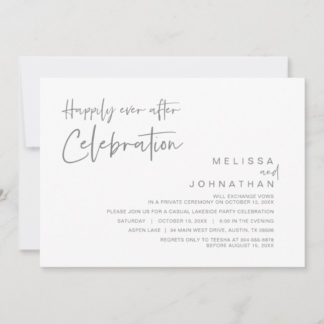 Convites Casamento Fugitivo, Celebração Feliz para Sempre  (Frente)