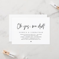 Casamento Furtivo, Oh Sim, Nós Fizemos