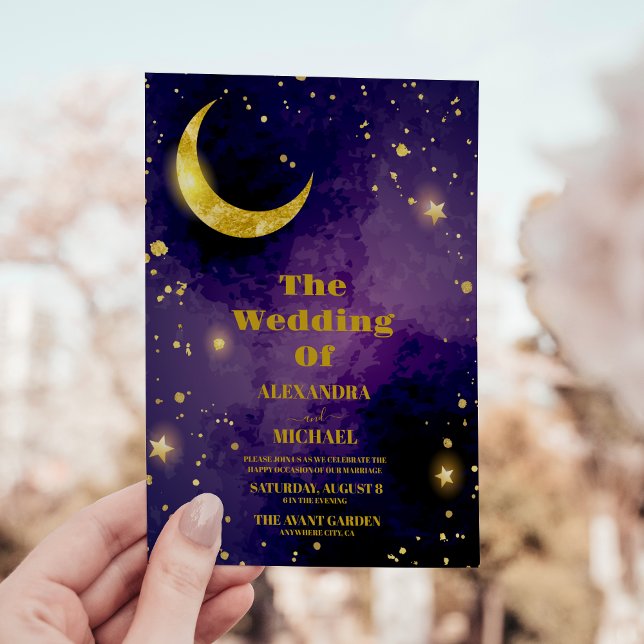 Convites Casamento Galáxia Roxa Universo Espaço Exterior (Criador carregado)