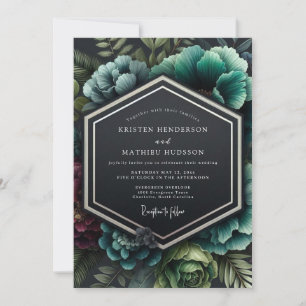 Convites Casamento Garnet Teal Chiaroscuro