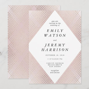 Convites Casamento Gatsby Dourado com Deco Geométrico Diam