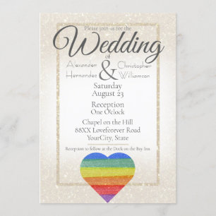 Convites Casamento gay de Sinalizador do Orgulho Cardíaco d