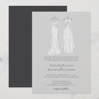Convites Casamento Gay Elegante Duas Noivas com Vestidos