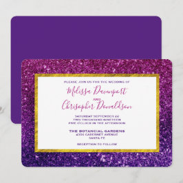 Convites Casamento Gemstones com Glitter Glitter Rosa e Rox