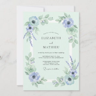 Convites Casamento Gentil de Menta na Primavera
