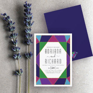 Convites Casamento geométrico abstrato da tipografia da