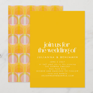 Convites Casamento Geométrico Amarelo Minimalista Moderno