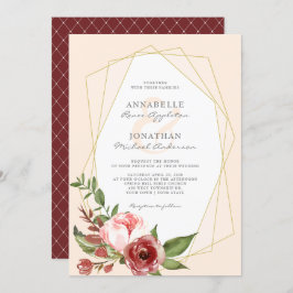 Convites Casamento Geométrico Botânico das Flores de Blush