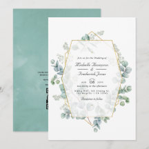 Casamento Geométrico Código QR Eucalipto Aquarela