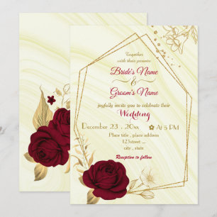 Convites casamento geométrico com flores de burgunte