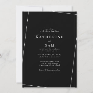 Convites Casamento Geométrico Contemporâneo B/W II Sem Pais