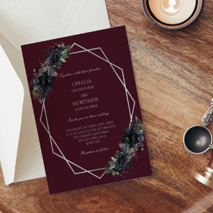 Convites Casamento Geométrico da Borgonha Floral Gótica Esc