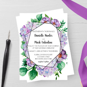 Convites Casamento Geométrico da Flor Roxo Hydrangea