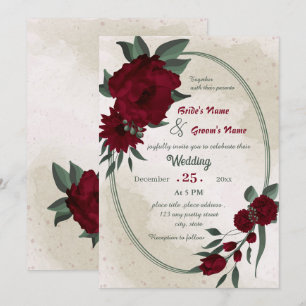 Convites Casamento geométrico das flores da Borgonha