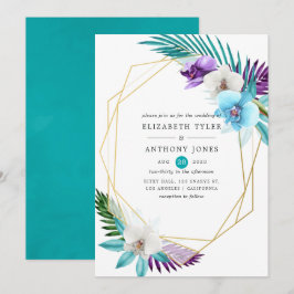 Convites Casamento Geométrico das Orquídeas Tropicais de Aq