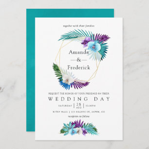 Convites Casamento Geométrico das Orquídeas Tropicais de Aq