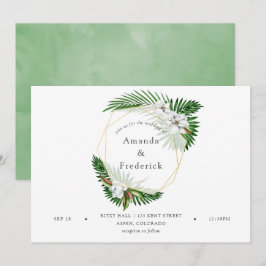 Convites Casamento Geométrico de Aquarelas Tropicais