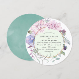 Convites Casamento Geométrico de Blush e Mint Floral