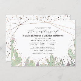 Convites Casamento Geométrico de Cactus Terrarium
