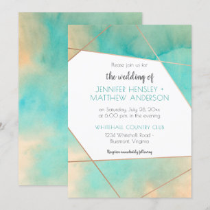 Convites Casamento Geométrico de Cheiros e Peach Watercolo