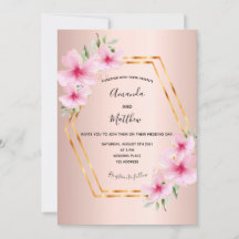 Casamento geométrico de cor rosa rosa dourado