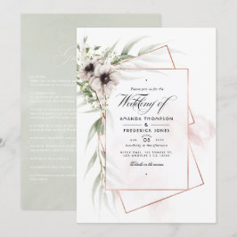 Convites Casamento Geométrico de Eucalipto com Aquarela Anê