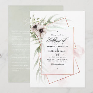 Convites Casamento Geométrico de Eucalipto com Aquarela Anê