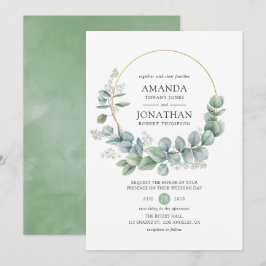 Convites Casamento Geométrico de Eucalipto em Aquarela