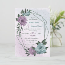 casamento geométrico de flores azuis roxas