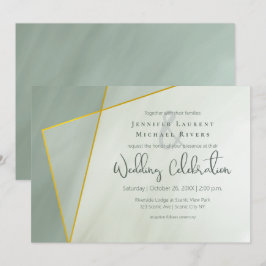 Convites casamento geométrico de jade cinzenta