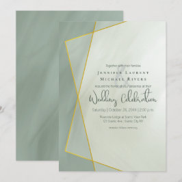 Convites casamento geométrico de jade cinzenta