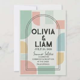 Convites Casamento Geométrico de Meados do Século com Arco 