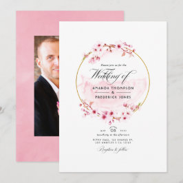 Convites Casamento Geométrico de Primavera Cherry Blossom