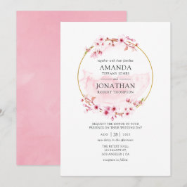 Convites Casamento Geométrico de Primavera Cherry Blossom