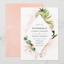 Casamento Geométrico de rosa Dourado e Blush