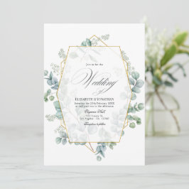 Convites Casamento Geométrico de Silver Sage Eucalyptus