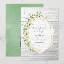 Casamento Geométrico de Verde Rústico com RSVP por