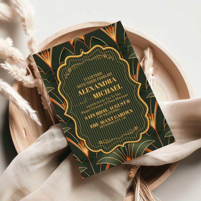 Convites Casamento Geométrico Deco Elegante (Criador carregado)