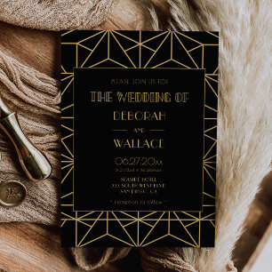 Convites Casamento geométrico do art deco do 1920 do