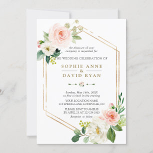 Convites Casamento Geométrico do Creme de Blush Elegante