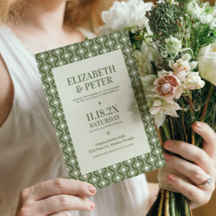 Convites Casamento Geométrico do Groovy Green Retro 70s