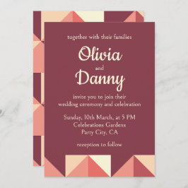Convites Casamento Geométrico do Triângulo Púrpura Rosa Pês