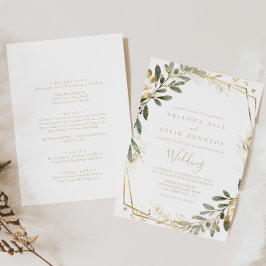 Convites Casamento Geométrico Dourado Caiu Frente e Traseir